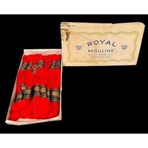 Vintage 16 Skeins Red Mouline Six Strands 100% Cotton Embroidery Floss NIP #2405